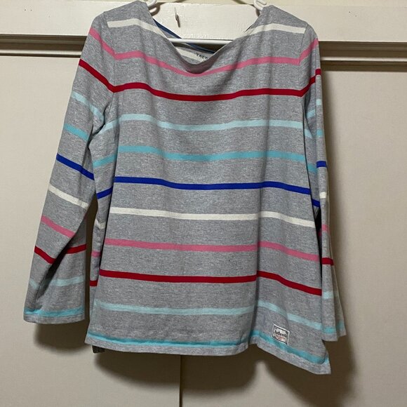 Talbots plus long sleeve gray tunic w/multi color stripes, size 2X - Picture 1 of 9